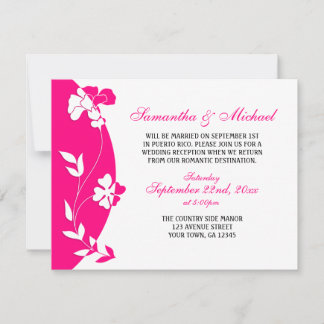 Invitation de réception florale abstraite rose vif