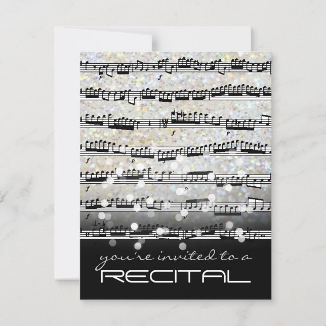invitation de récital de notes de musique en noir  (Devant)