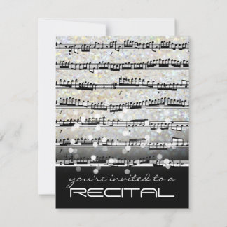 invitation de récital de notes de musique en noir