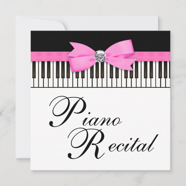 Invitation de récital de piano à touches roses, no (Devant)