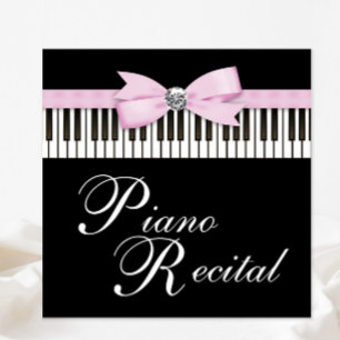 Invitation de récital de piano à touches roses, no