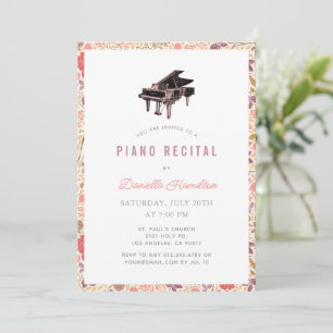 Invitation de récital de piano Wildflower blanc