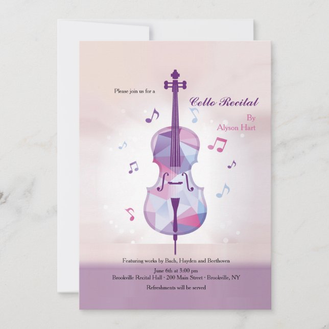 Invitation de récital de violoncelle (Devant)