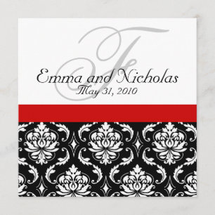 Invitation de Red Black White Mariage damassé
