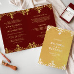Invitation de Red Gold Mariage damassé à l'indienn<br><div class="desc">Éblouissez vos invités avec cette élégante invitation de mariage à thème indien avec un magnifique design damassé complexe avec de vraies imprimés en feuille d'or à l'extérieur. Ajoutez simplement les détails de votre événement sur ce modèle facile à utiliser pour en faire une invitation unique. Remarque : Le papier doré...</div>