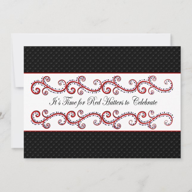 INVITATION DE RED HATTER - FANCY SWIRLS/BLK/RED (Devant)
