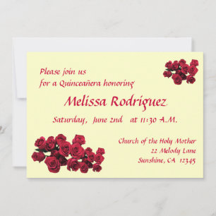 Invitation de Red Roses Quinceanera