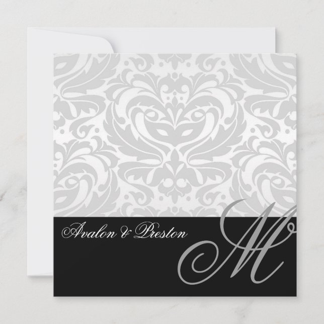 Invitation de Regal Silver Monogramme Mariage dama (Devant)