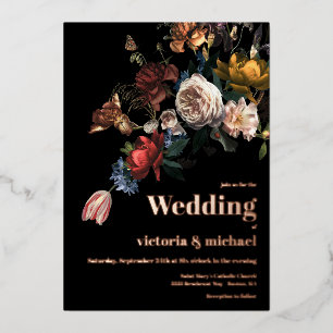 Invitation de Rembrandt Dark and Moody Floral Foil