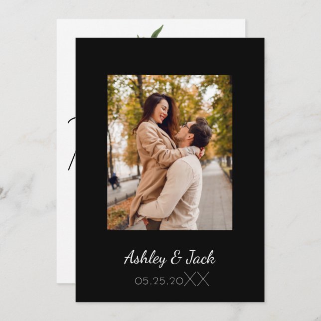 Invitation de remerciement de mariage photo élégan (Devant / Derrière)