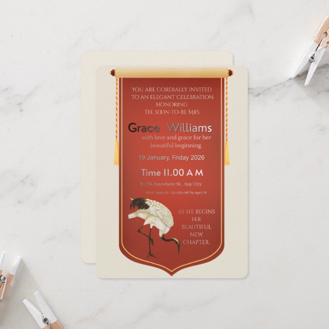 Invitation de Remise de Cadeaux de Mariage Élégant (Devant/Arrière en situation)