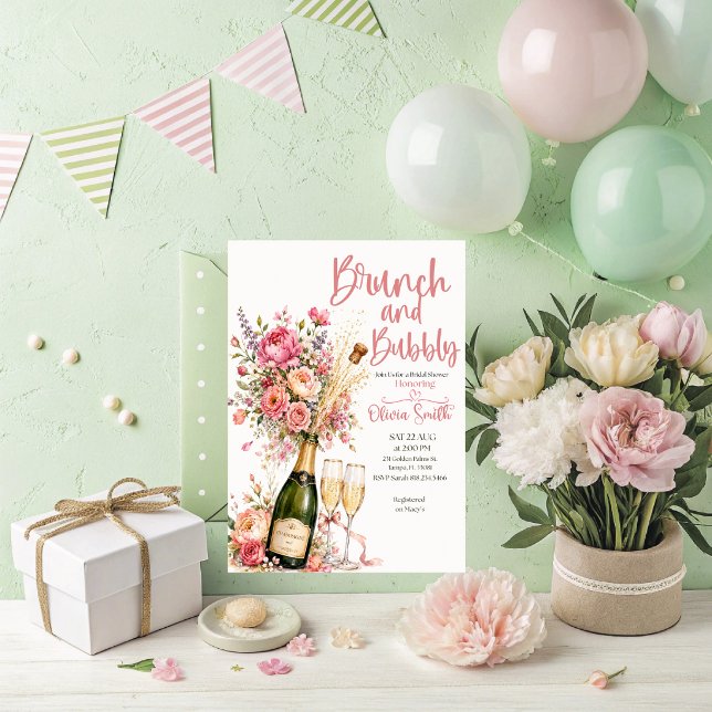 Invitation de Remise de Cadeaux de Mariée Brunch e (Brunch and Bubbly Bridal Shower Invitation.)