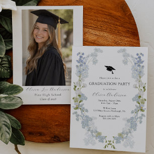 Invitation de remise de diplôme à motif floral ble