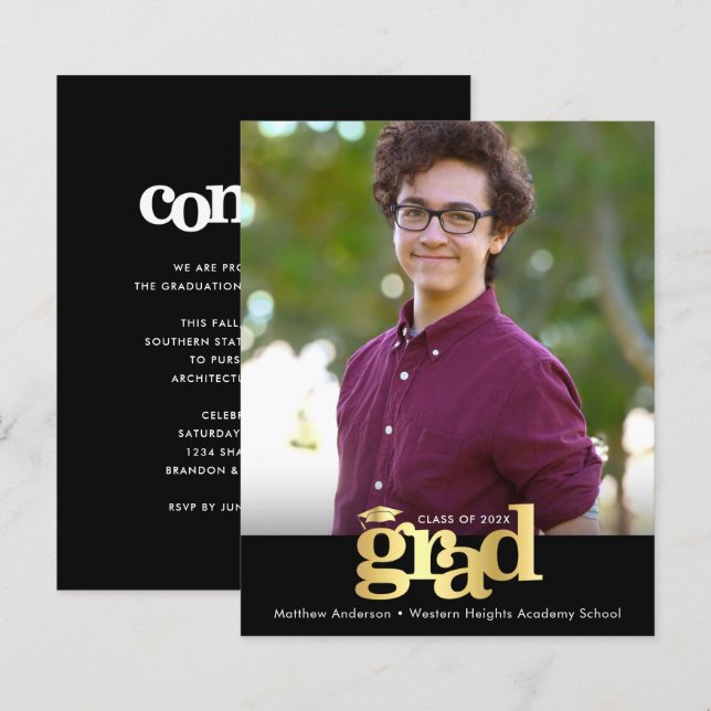 Invitation de remise de diplôme en photo budgétair (Devant / Derrière)