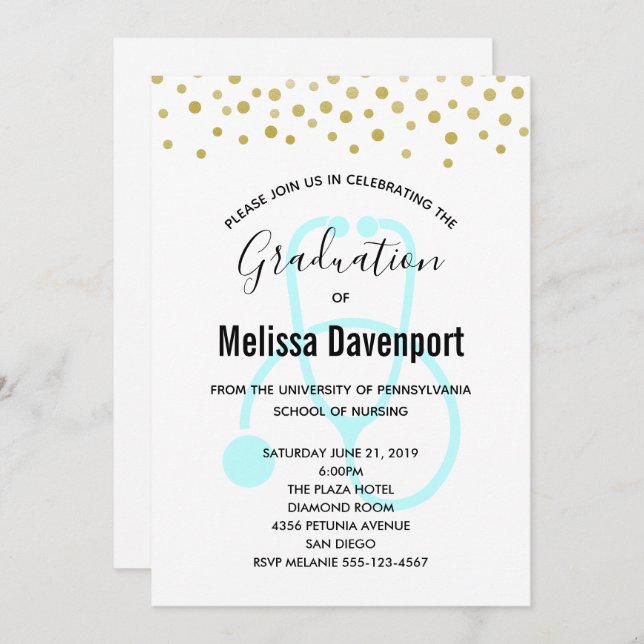 Invitation de remise de diplôme en soins infirmier (Devant / Derrière)