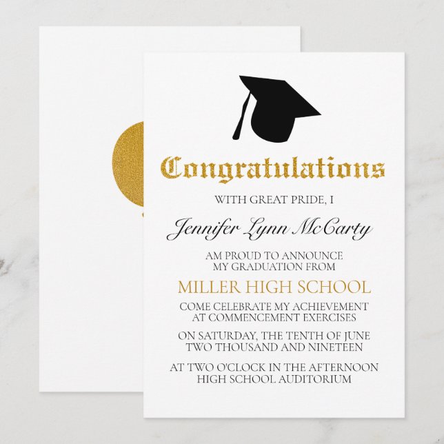 Invitation de remise de diplôme Félicitations en O (Devant / Derrière)