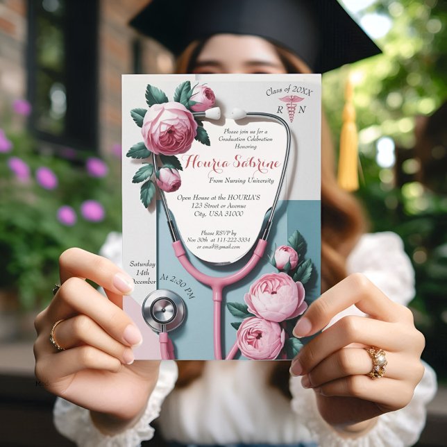 Invitation de remise de diplômes au stéthoscope fl (Créateur téléchargé)