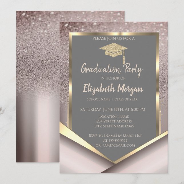Invitation de remise de diplômes avec diamants pai (Devant / Derrière)