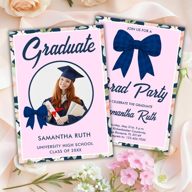 Invitation de remise de diplômes avec nœud en vich (Créateur téléchargé)