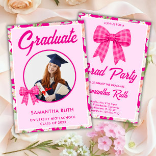 Invitation de remise de diplômes avec nœud gingham