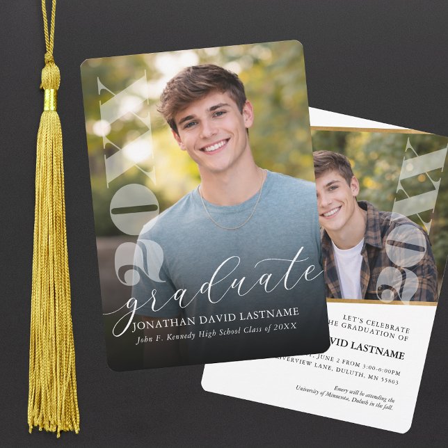Invitation de remise de diplômes avec photo modern (Modern Photo Graduation Invitation)