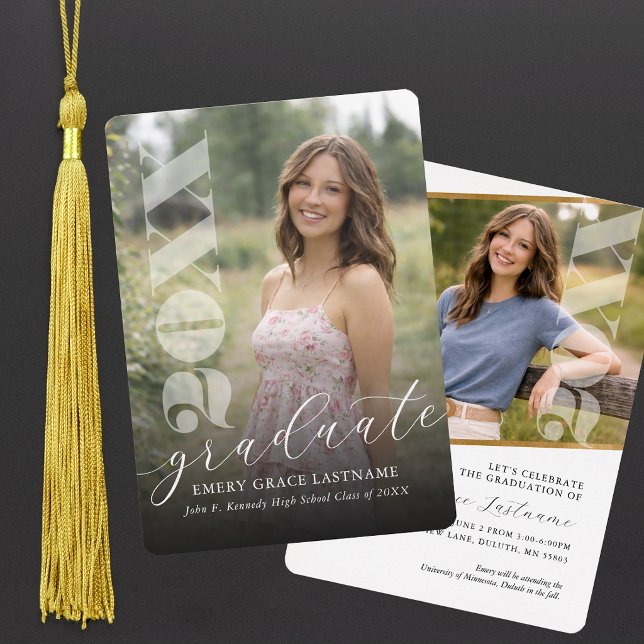 Invitation de remise de diplômes avec photo modern (Modern Photo Graduation Invitation)