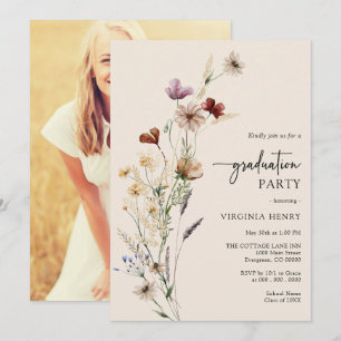 Invitation de remise de diplômes Boho avec photo