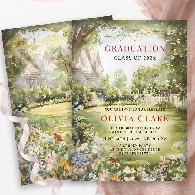 Invitation de remise de diplômes Boho Wildflower F (Créateur téléchargé)