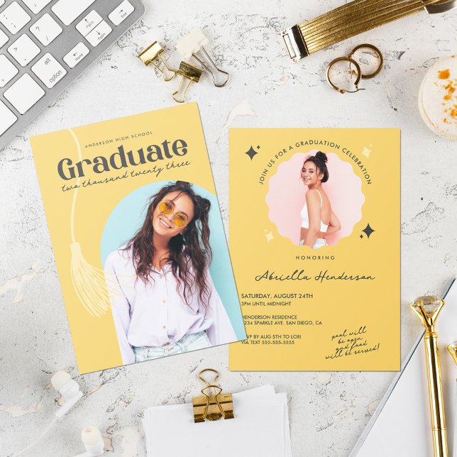 Invitation de remise de diplômes jaune moderne et  (Créateur téléchargé)
