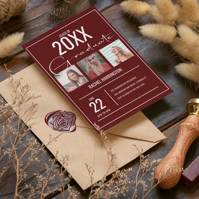 Invitation de remise de diplômes moderne avec 3 ph (Créateur téléchargé)