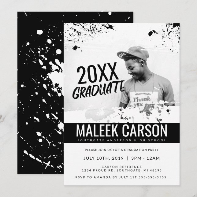 Invitation de remise de diplômes moderne | Invitat (Devant / Derrière)