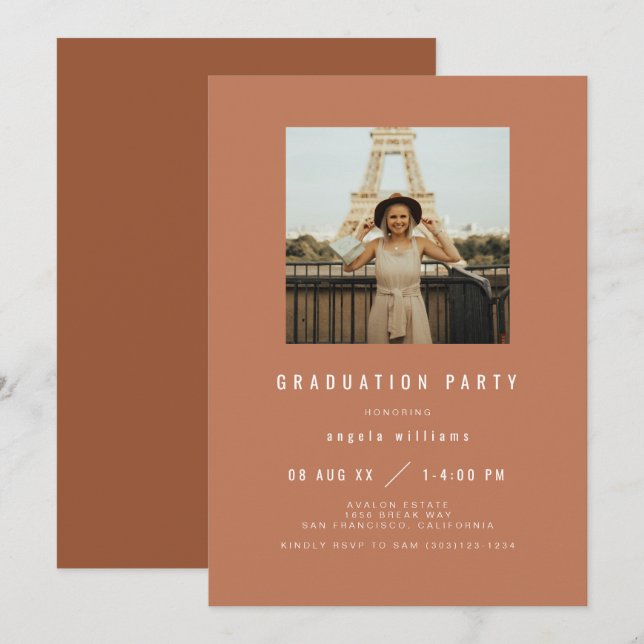 Invitation de remise de diplômes moderne ZARA coul (Devant / Derrière)
