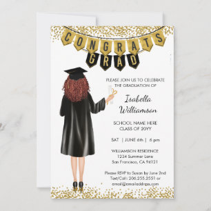Invitation de remise de diplômes unique Cheveux Ro