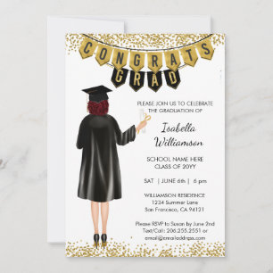 Invitation de remise de diplômes unique Cheveux Ro