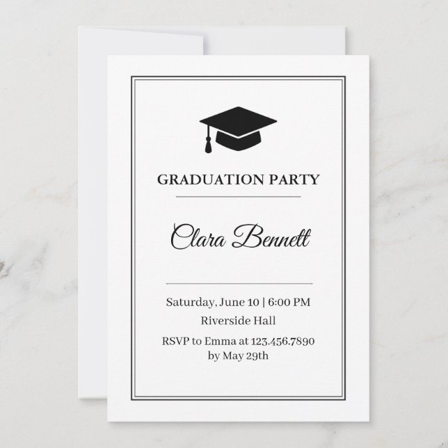 Invitation de remise des diplômes 2026 élégante no (Dos)