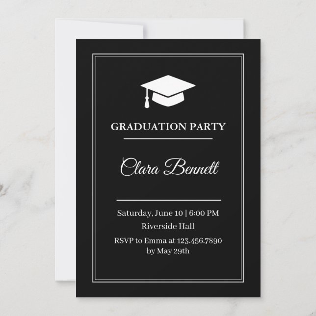 Invitation de remise des diplômes 2026 en noir et  (Dos)
