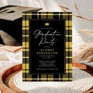 Invitation de remise des diplômes à tartan jaune e