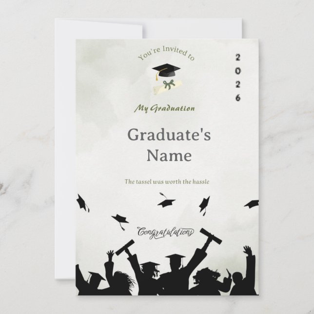 Invitation de remise des diplômes élégante | Nom e (Devant)