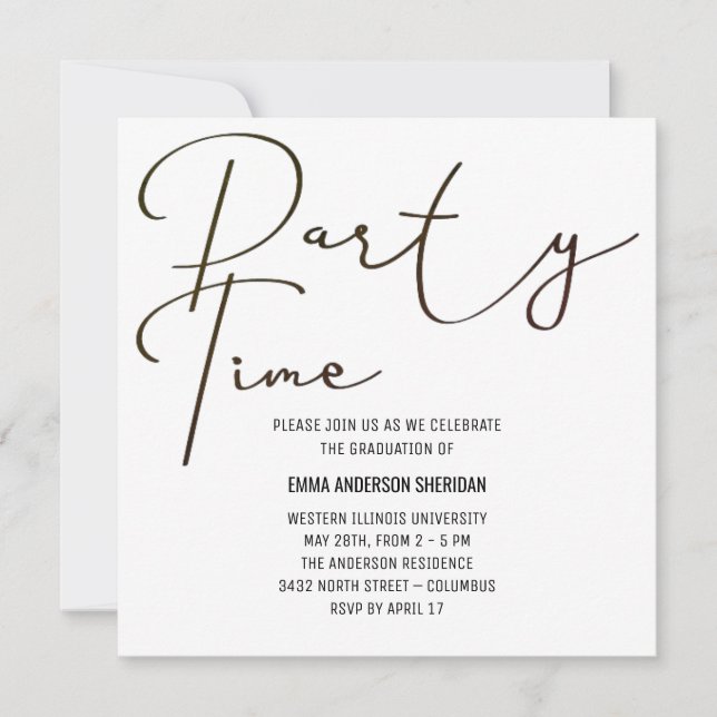 Invitation de remise des diplômes Party Time Miss  (Devant)