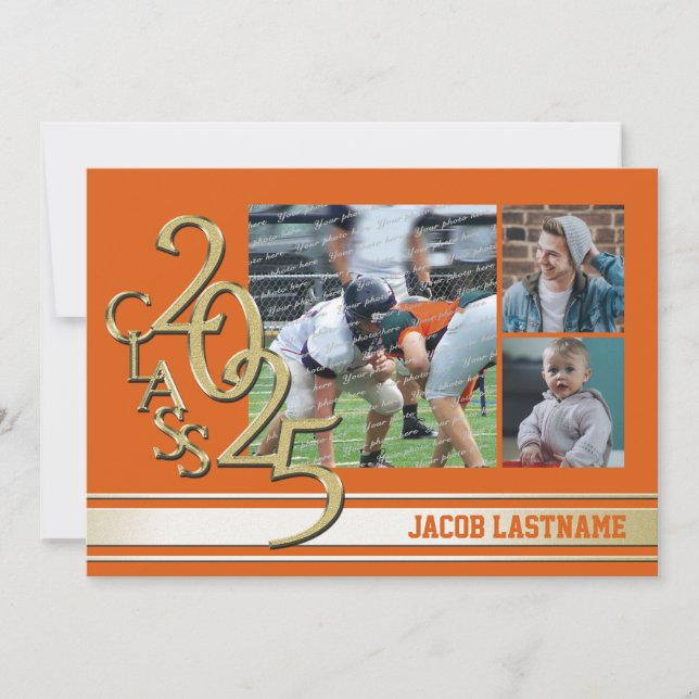 Invitation de remise des diplômes photo or avec ra (Devant)