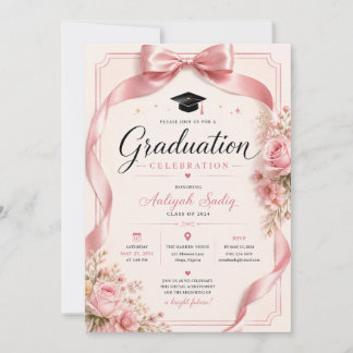Invitation de remise des diplômes Pink Coquette