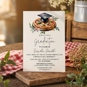 Invitation de remise des diplômes Pizza Floral Élé