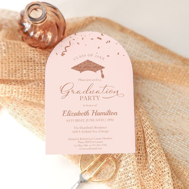 Invitation de remise des diplômes Rose Gold Confet (Créateur téléchargé)
