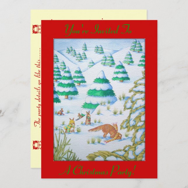 invitation de renard et de Noël de scène de neige (Devant / Derrière)