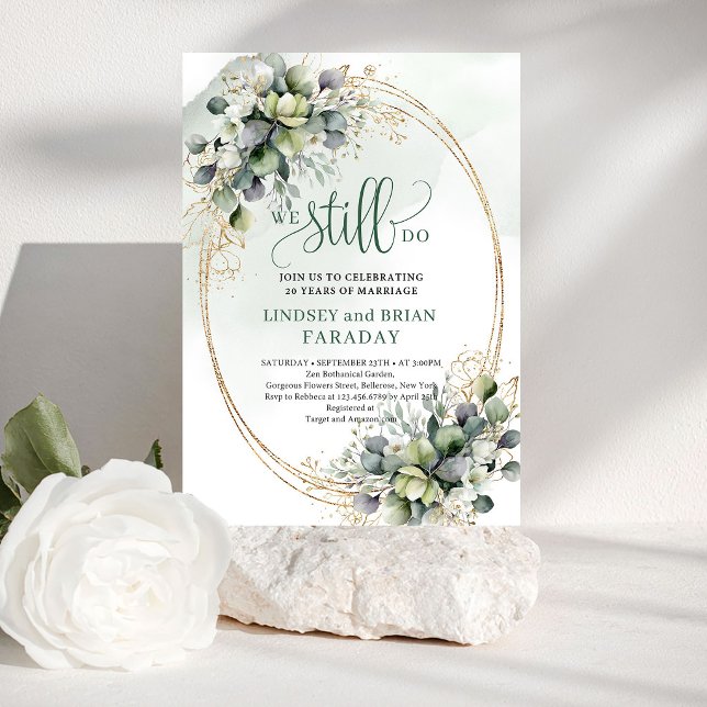 Invitation de renouvellement de vœux à l'aquarelle (Soft Watercolor Greenery Vow Renewal Invitation)