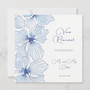 Invitation de renouvellement de vœux aux fleurs bl