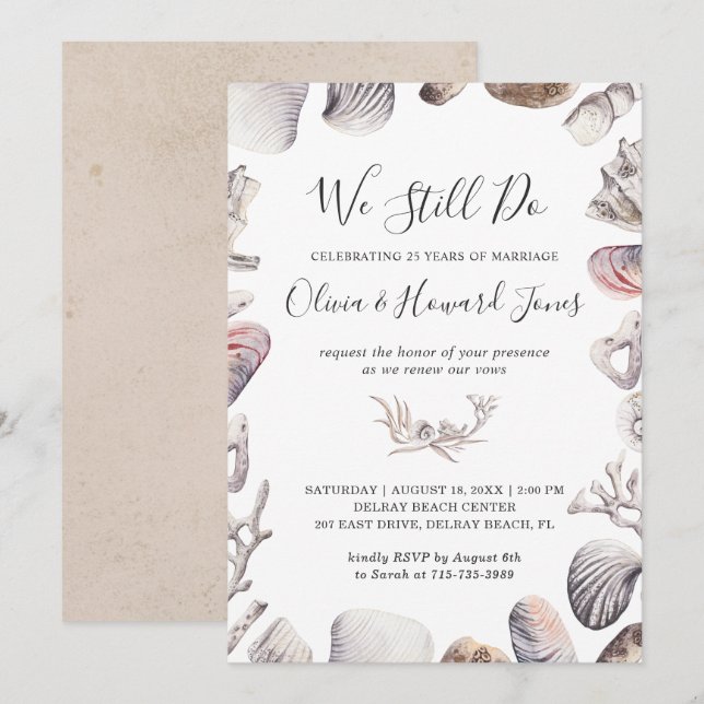 Invitation de renouvellement de vœux de la plage d (Devant / Derrière)