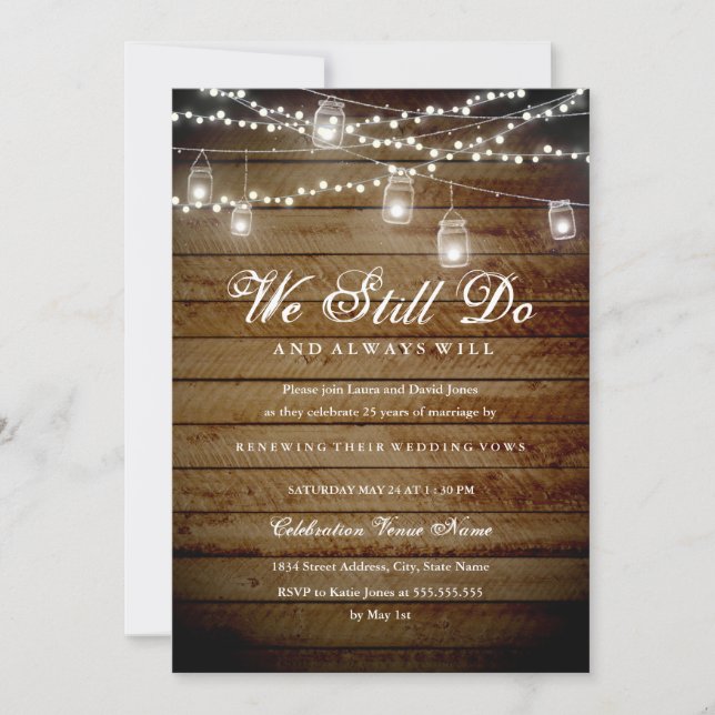 Invitation de renouvellement de vœux de mariage an (Devant)