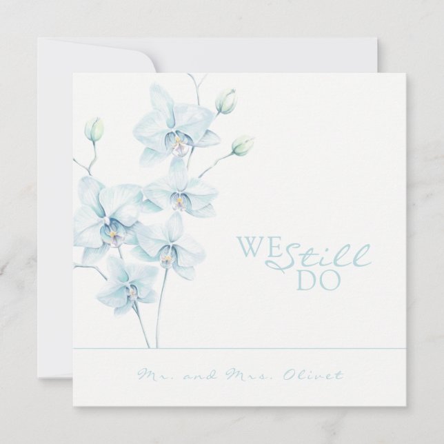 Invitation de renouvellement de vœux d'orchidée bl (Devant)