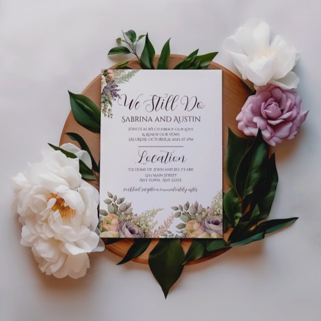 Invitation de renouvellement de vœux florale viole (Créateur téléchargé)